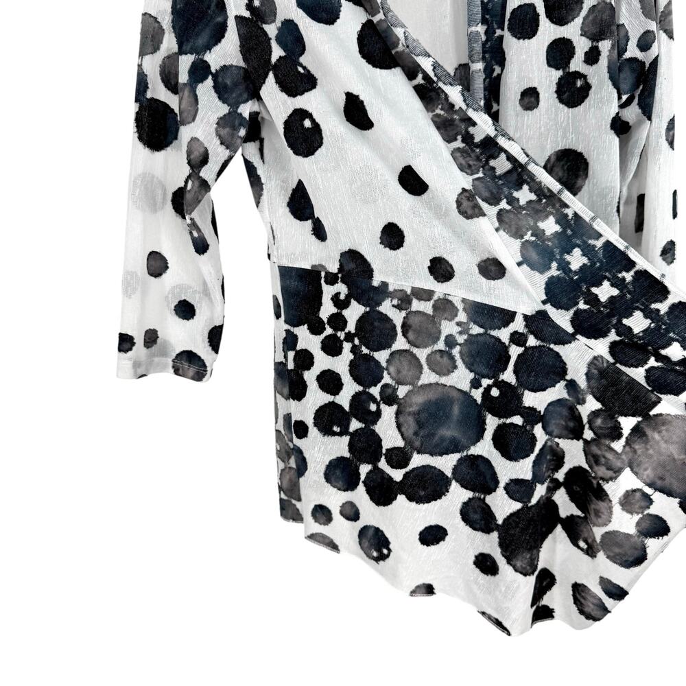 Shana Small Wearable Art to Wear Sheer Black White Open Front Blouse Shirt Top - Picture 6 of 8